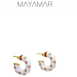 24k Gold Pleated Enamel Embellished Hoop Earrings